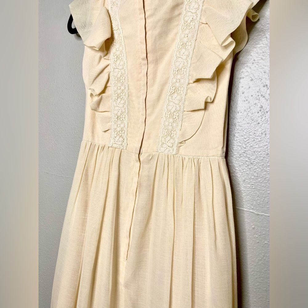Candi Jones Prairie Pinafore Cotton Crochet Lace Ruffled  Sleeveless Maxi dress - Picture 9 of 15